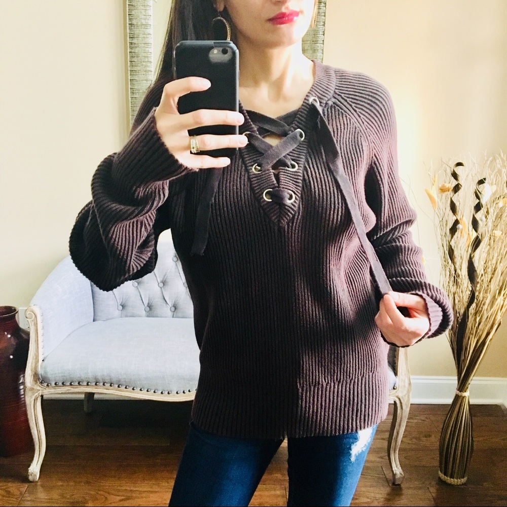 ✨NEW✨ Lace-up V-Neck Sweater - Picture 5 of 8